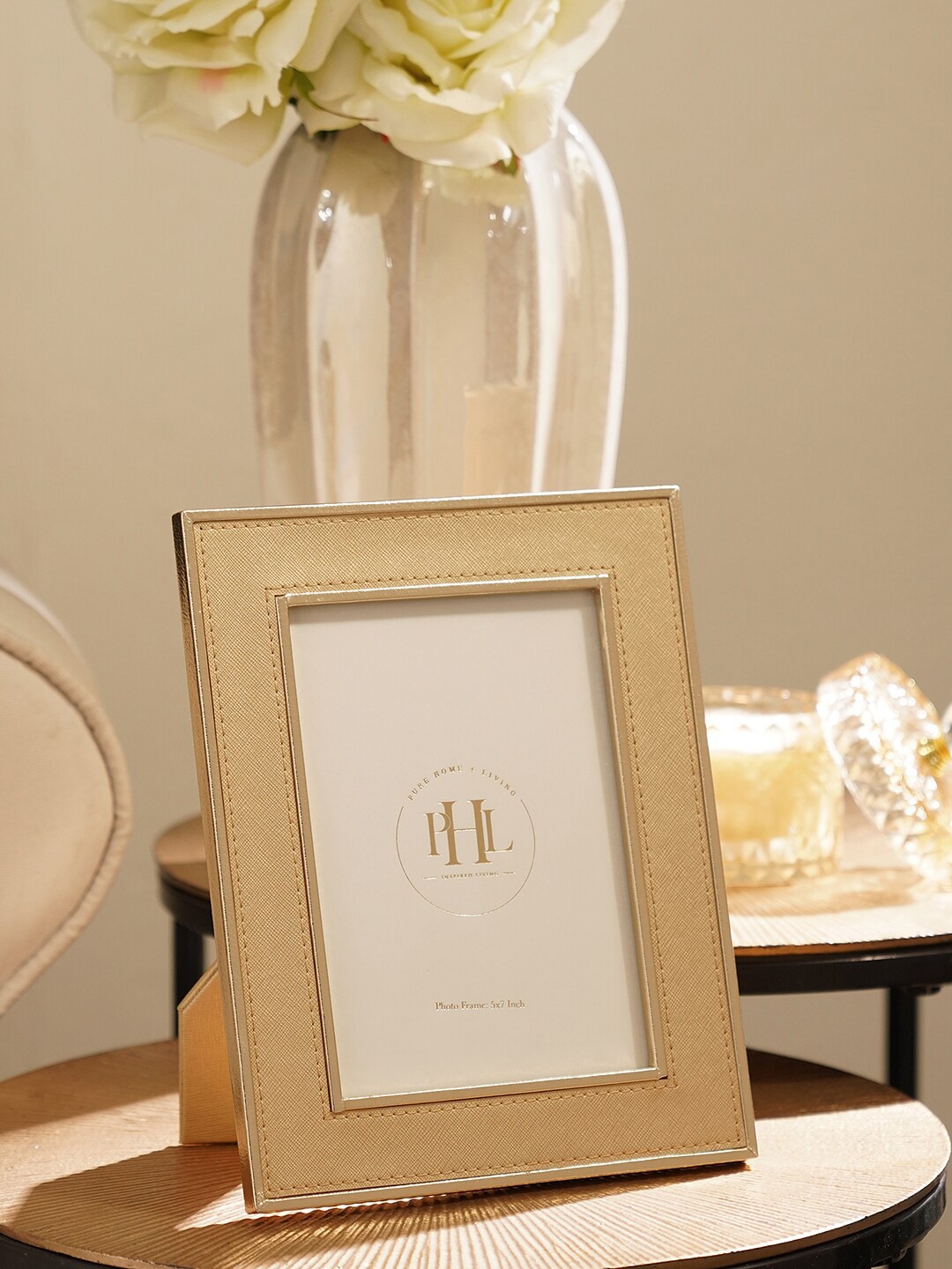 

Pure Home and Living Gold Toned Faux Leather Photo Frame