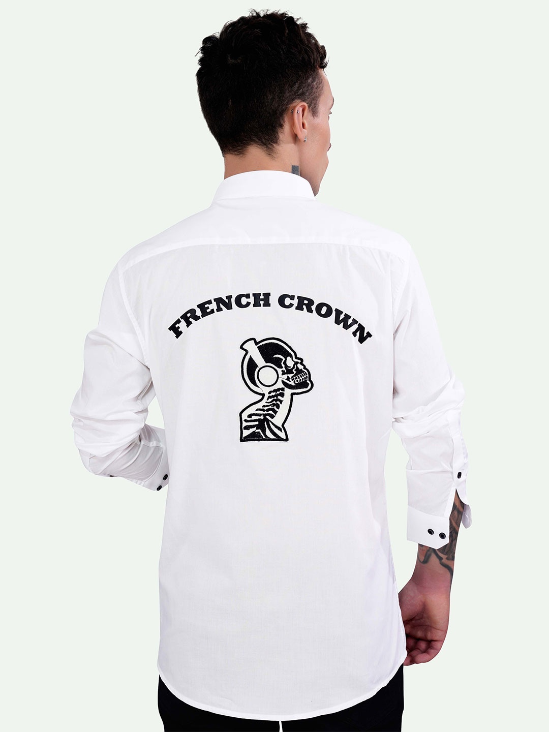 

FRENCH CROWN Graphic Printed Standard Opaque Regular Fit Cotton Casual Shirt, White
