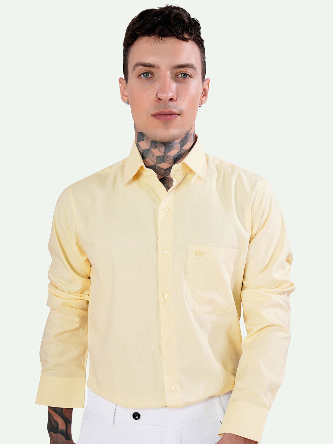 

FRENCH CROWN Standard Cotton Casual Shirt, Yellow