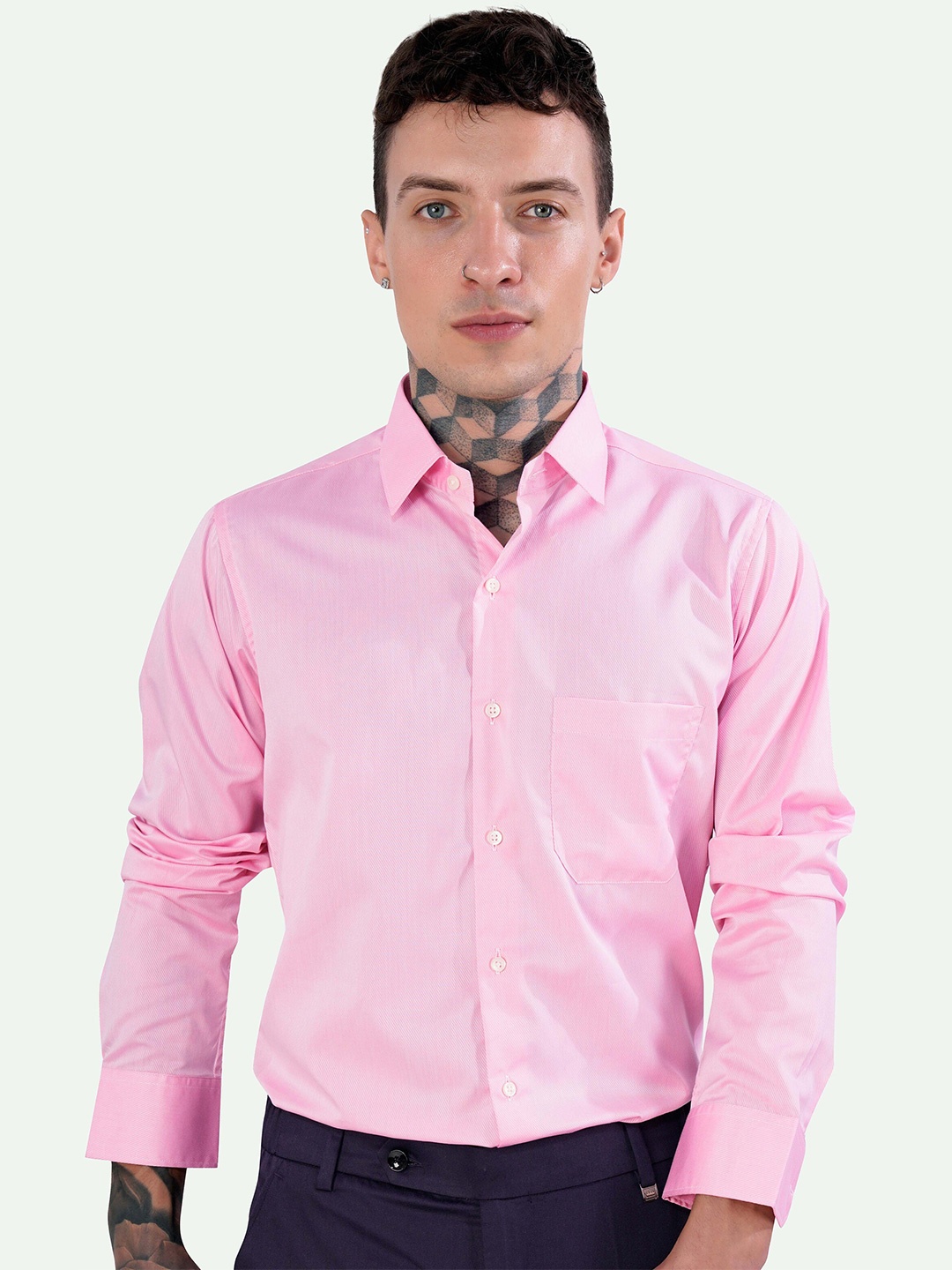 

FRENCH CROWN Standard Regular Fit Opaque Cotton Casual Shirt, Pink