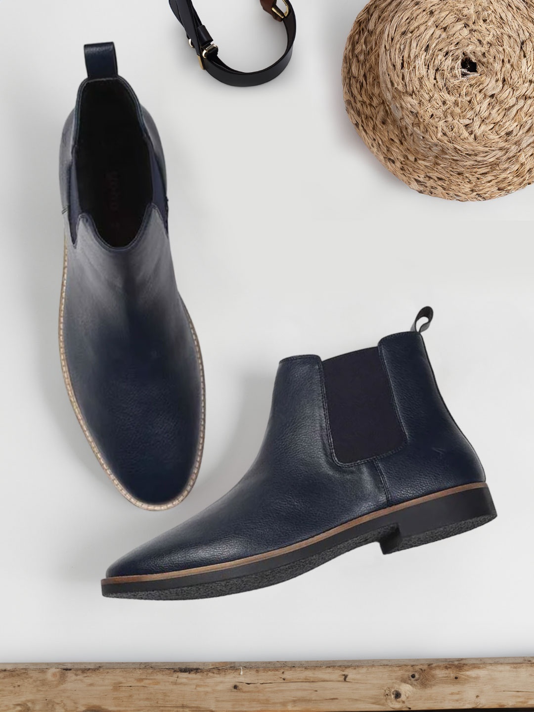 

yoho Men Mid Top Chelsea Boots, Navy blue