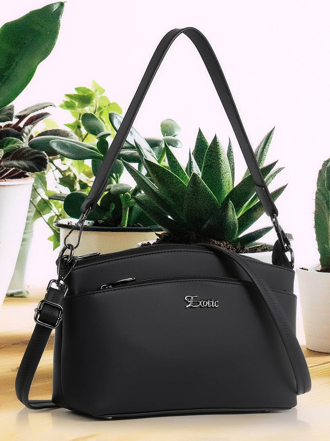 

Exotic Shopper Hobo Bag, Black
