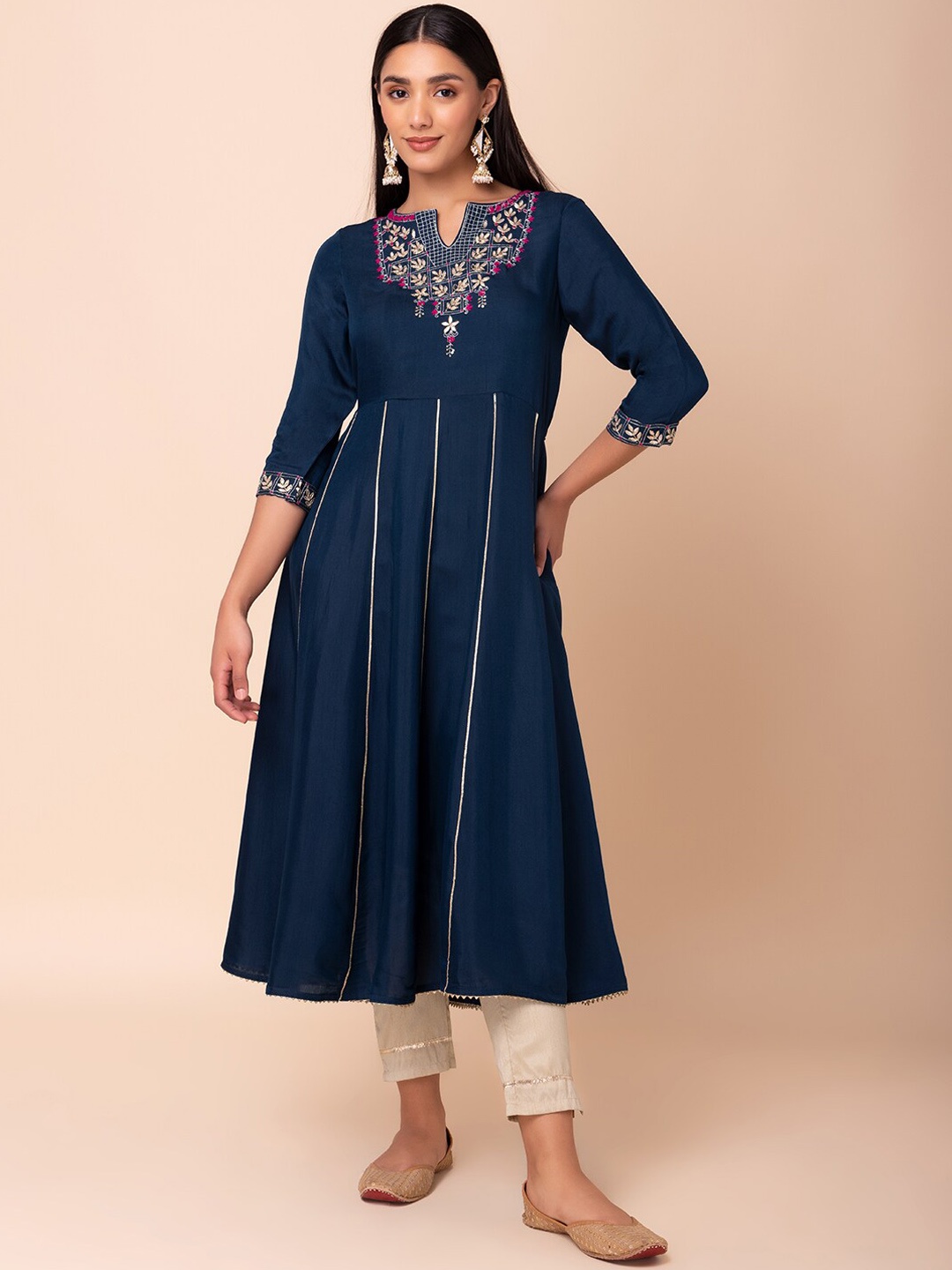 

INDYA Floral Embroidered Anarkali Kurta, Blue