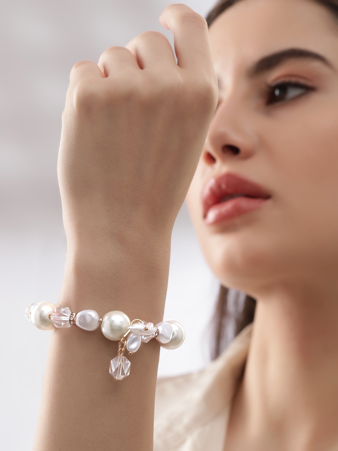 

Rubans Gold-Plated Pearl Beaded Bracelet