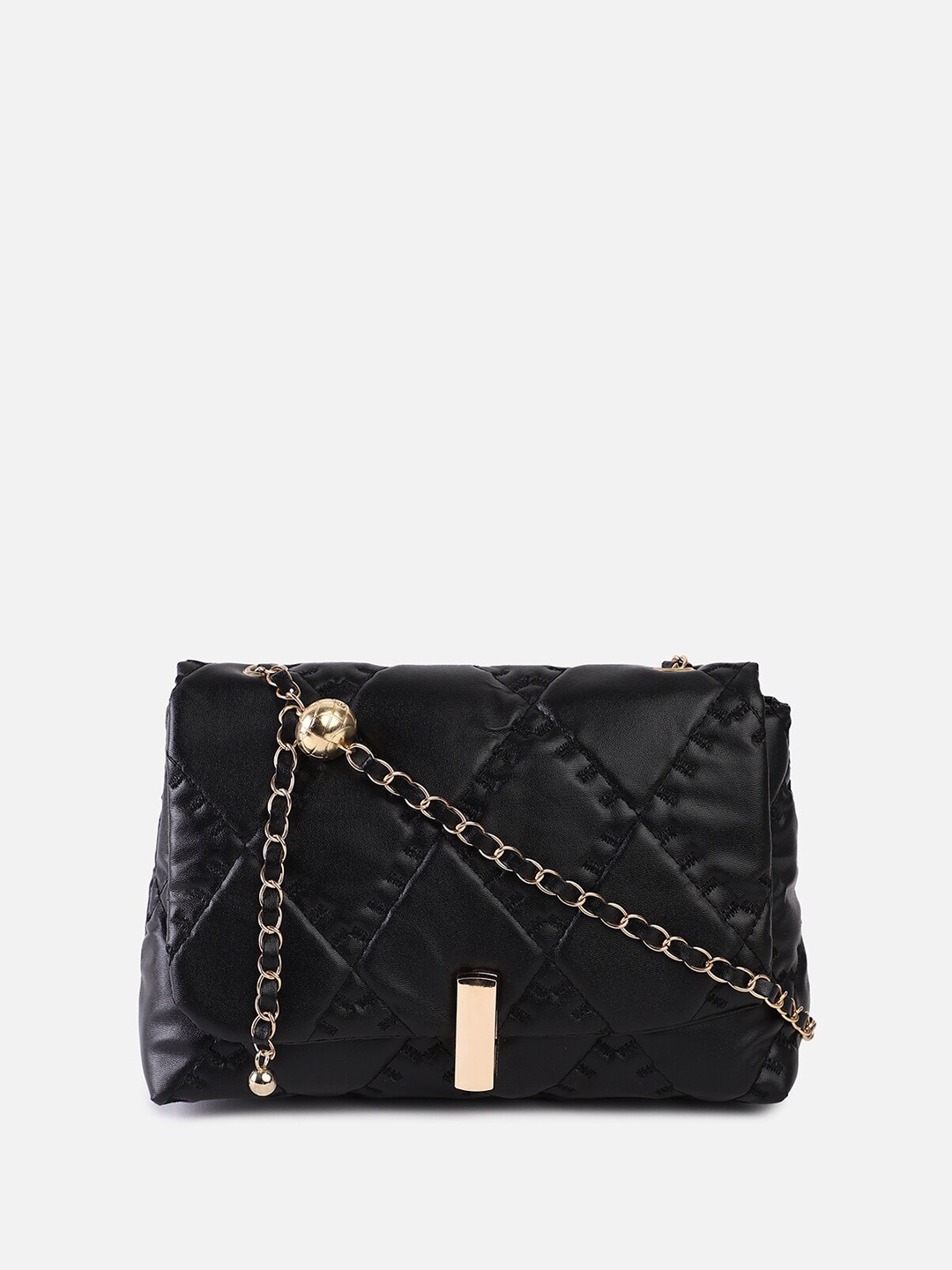 

HAUTE SAUCE by Campus Sutra Structured Sling Bag With Quilted, Black