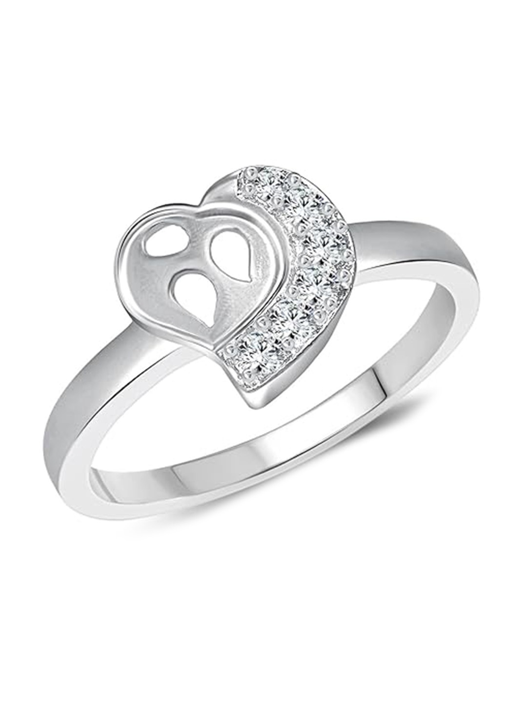

Vighnaharta Rhodium-Plated CZ Studded Adjustable Finger Ring, Silver