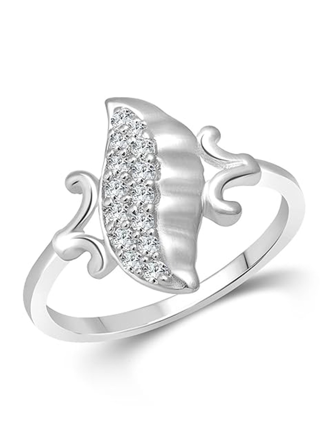 

Vighnaharta Rhodium-Plated Cubic Zirconia Studded Adjustable Finger Ring, Silver