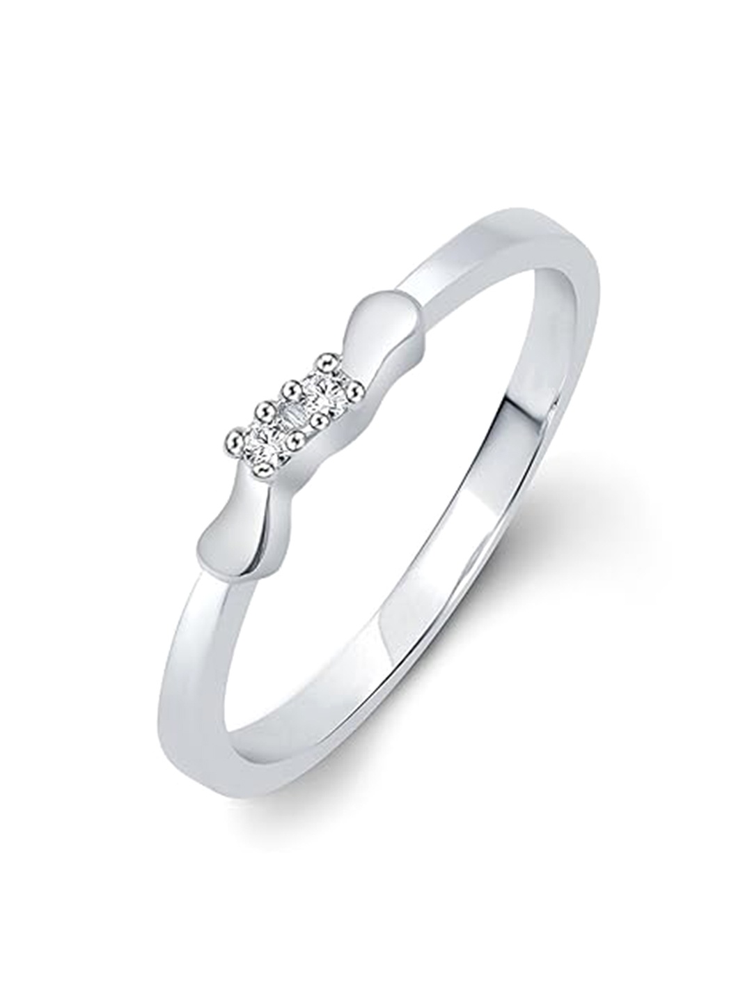 

Vighnaharta Rhodium-Plated CZ Studded Finger Ring, Silver