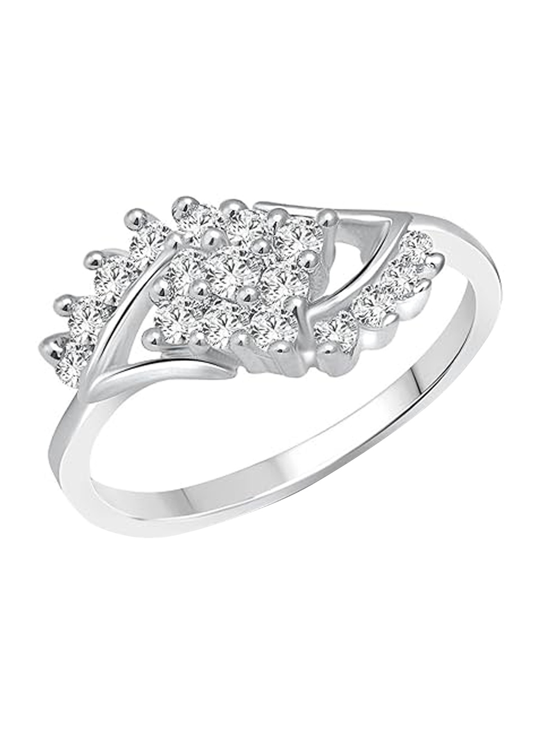 

Vighnaharta Rhodium-Plated CZ Studded Adjustable Finger Ring, Silver
