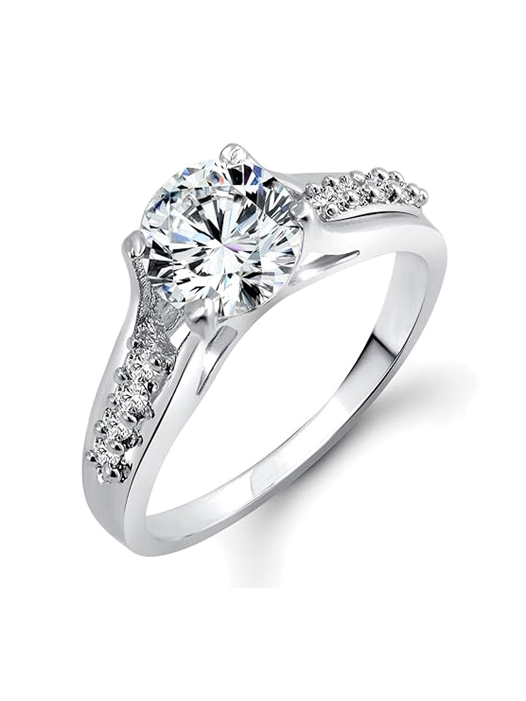 

Vighnaharta Silver Plated Cubic Zirconia Stone Studded Ring