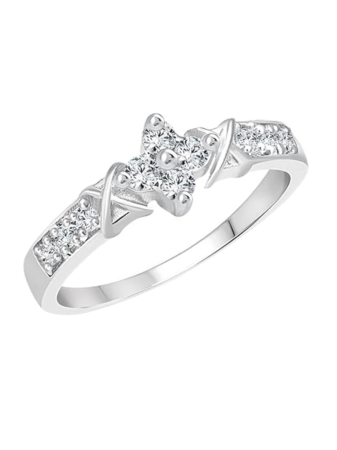 

Vighnaharta Rhodium Plated Cubic Zirconia Studded Finger Ring, Silver