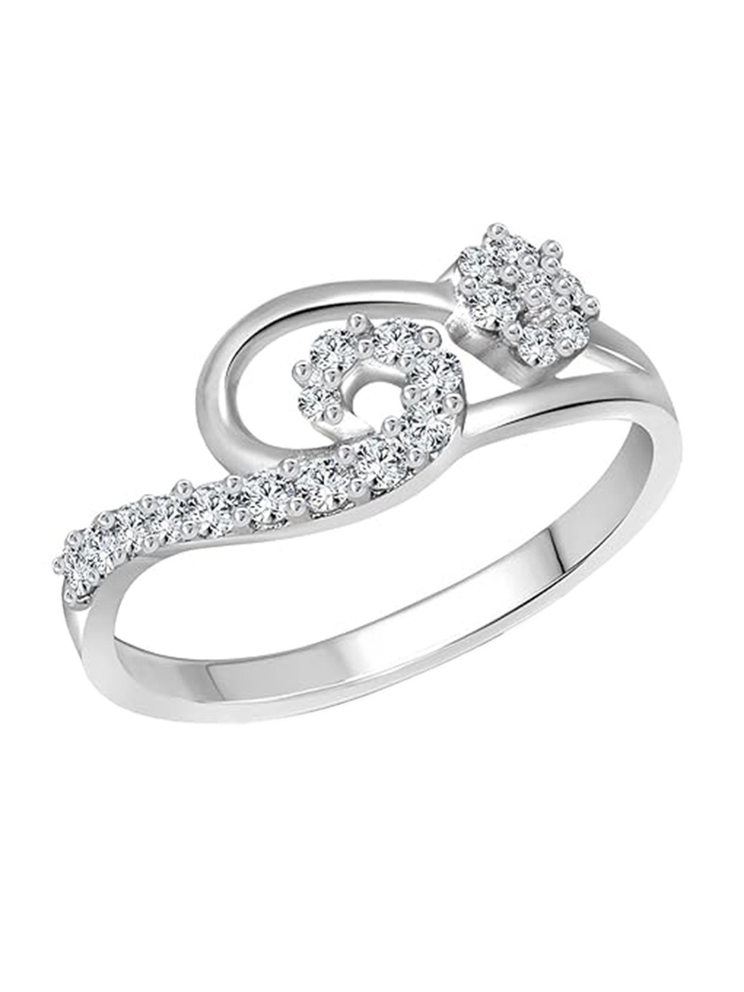 

Vighnaharta Rhodium-Plated Flora Tune Cubic Zirconia-Studded Ring, Silver