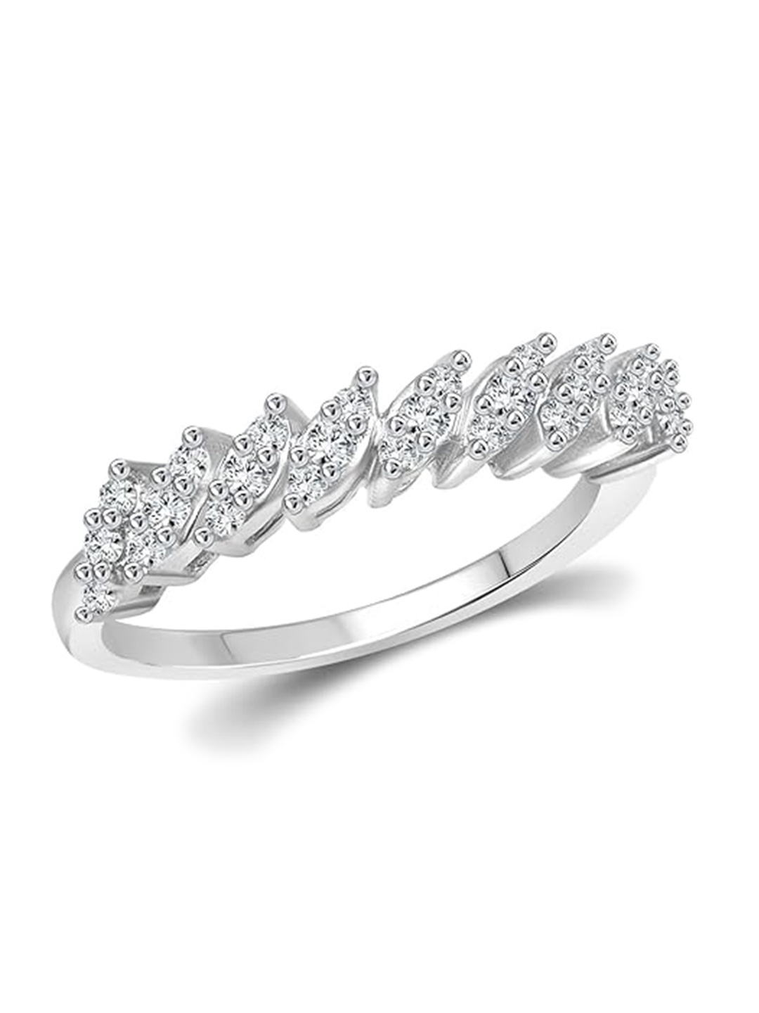 

Vighnaharta Rhodium-Plated Cubic Zirconia-Studded Marquise Style Ring, Silver