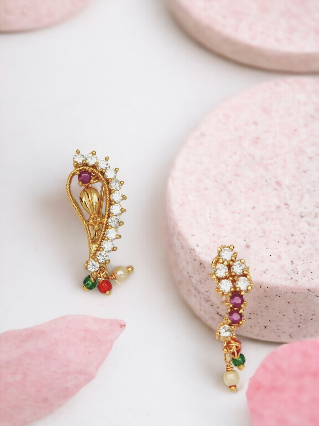 

AccessHer Pack Of 2 Gold-Plated Studded Nosepin