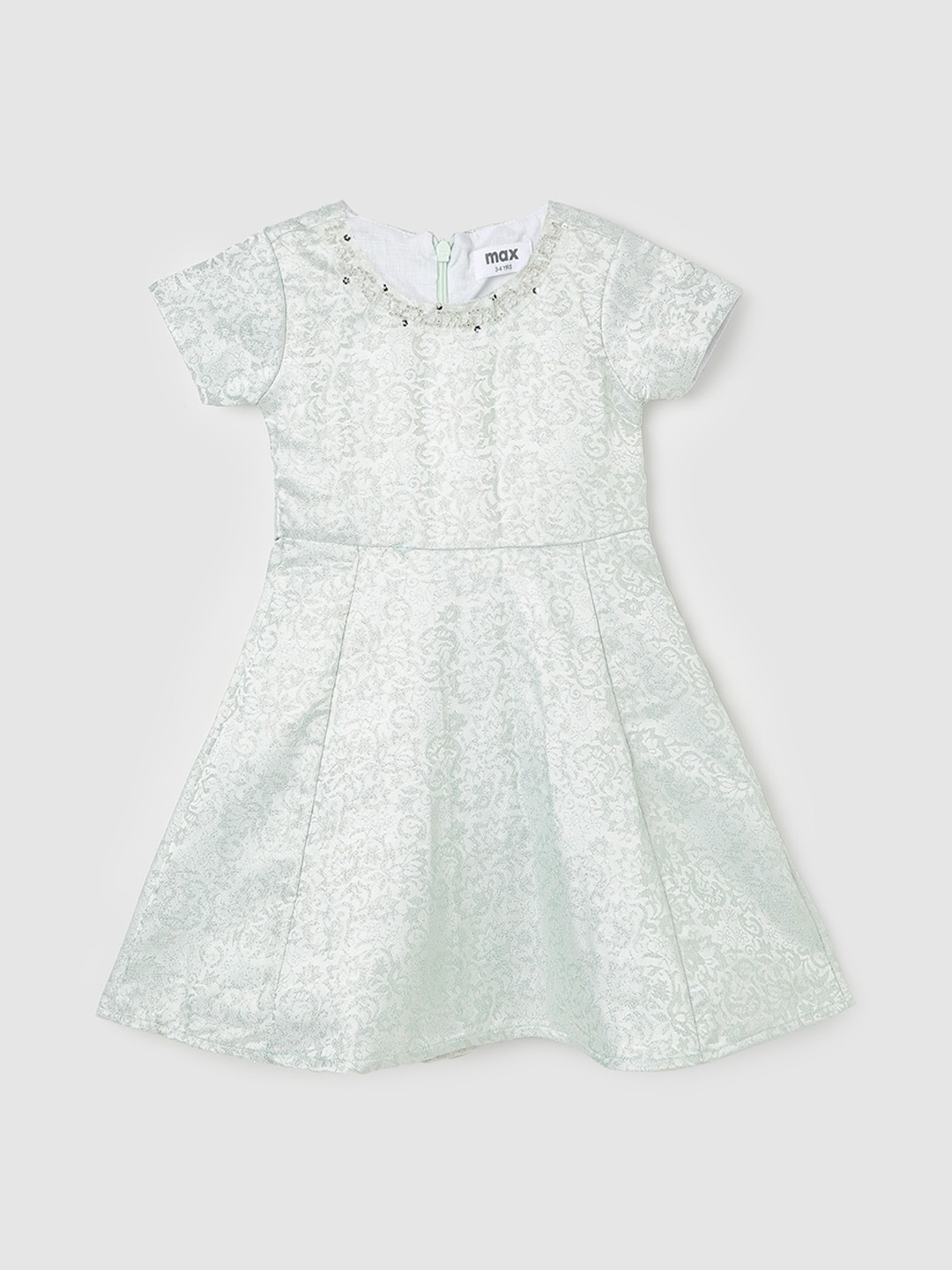 

max Girls Floral Woven Design Fit & Flare Dress, Green