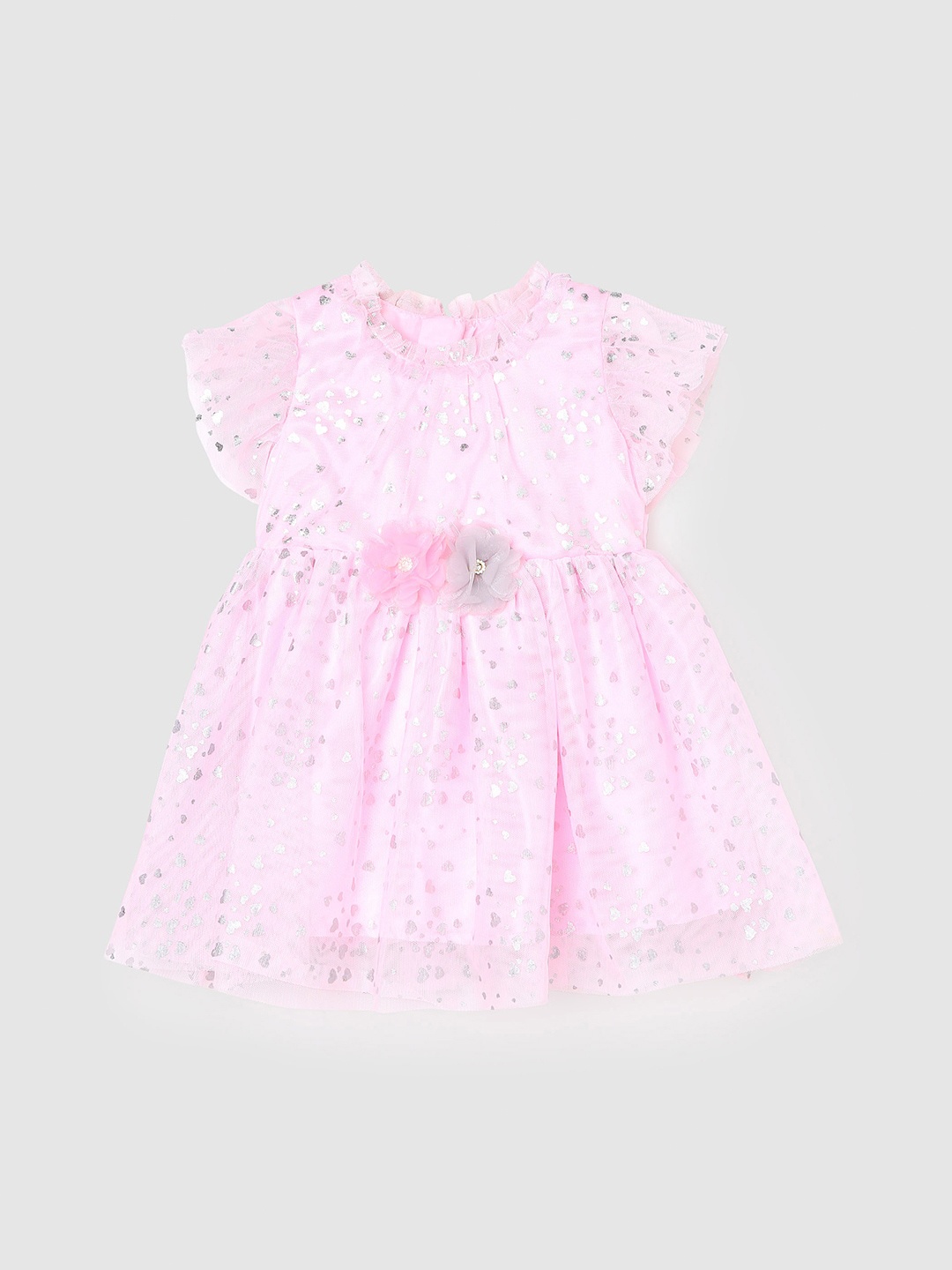 

max Girls Flared Sleeve Corsage Fit & Flare Dress, Pink
