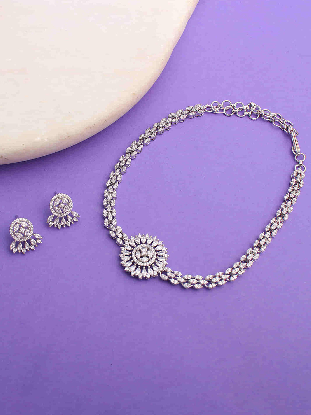 

Mirana Rhodium-Plated Necklace & Earrings, Silver