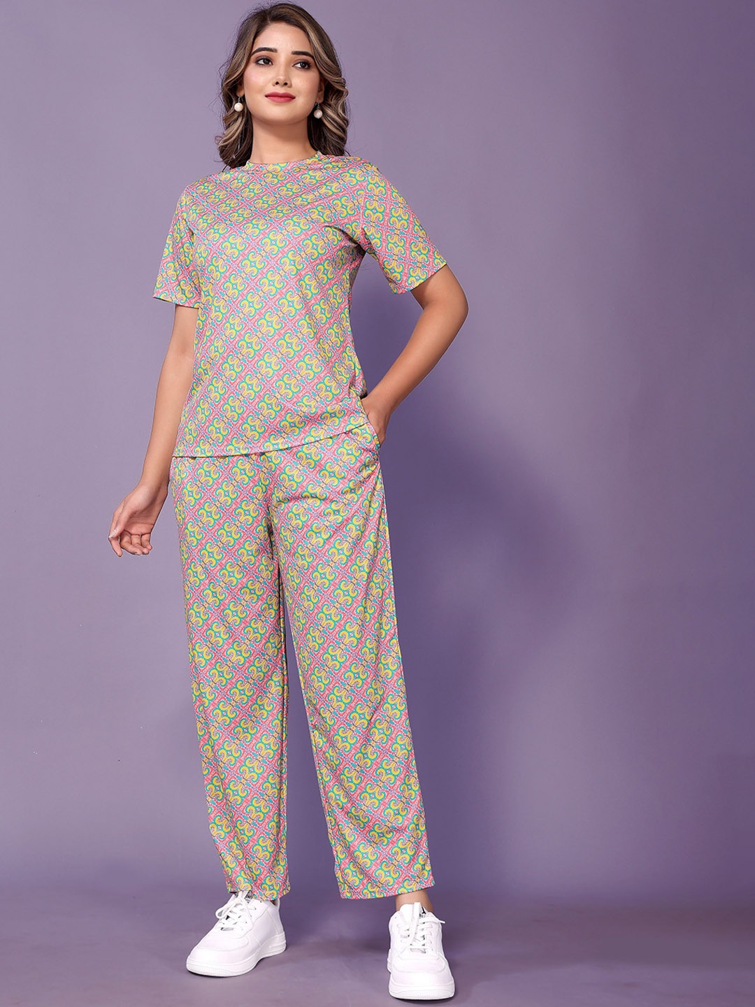 

BAESD Printed Top & Trousers Co-Ords, Pink