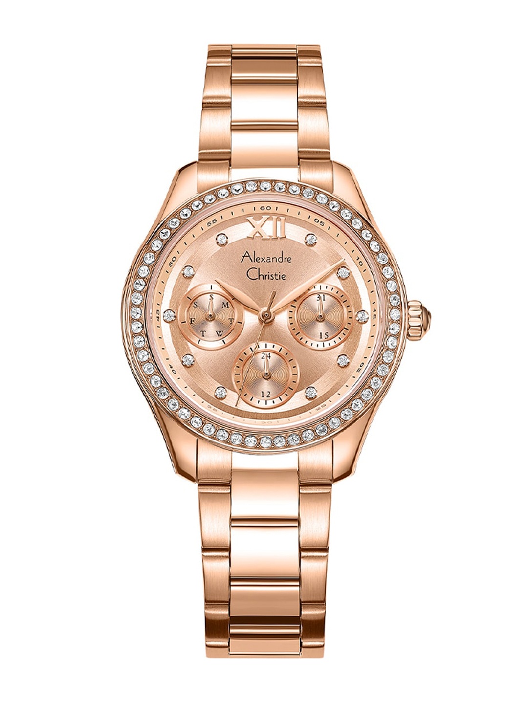 

Alexandre Christie Women Embellished Stainless Steel Bracelet Style Watch-2A69BFBRGLN, Rose gold