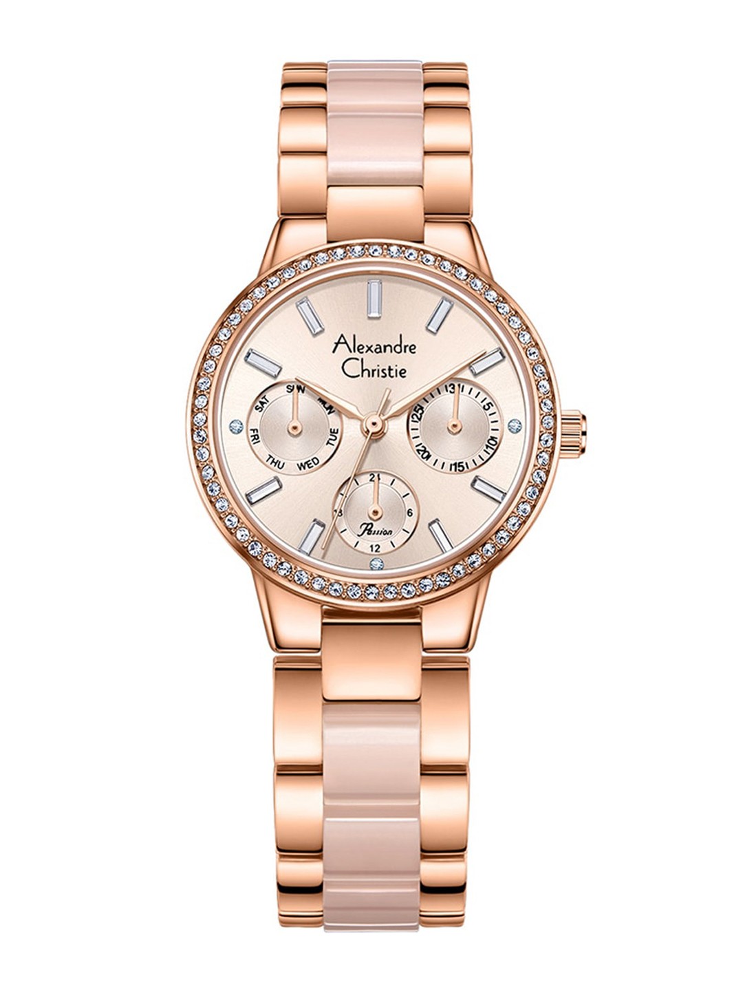 

Alexandre Christie Women Stainless Steel Bracelet Style Straps Watch 2A94BFBRGPN, Rose gold