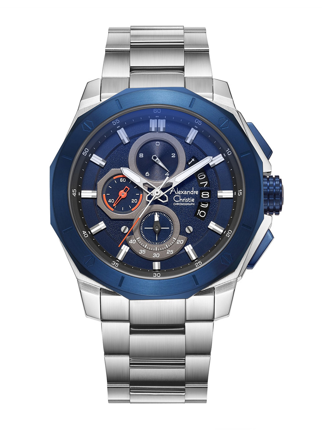 

Alexandre Christie Men Dial & Stainless Steel Bracelet Style Straps Analogue Watch, Silver