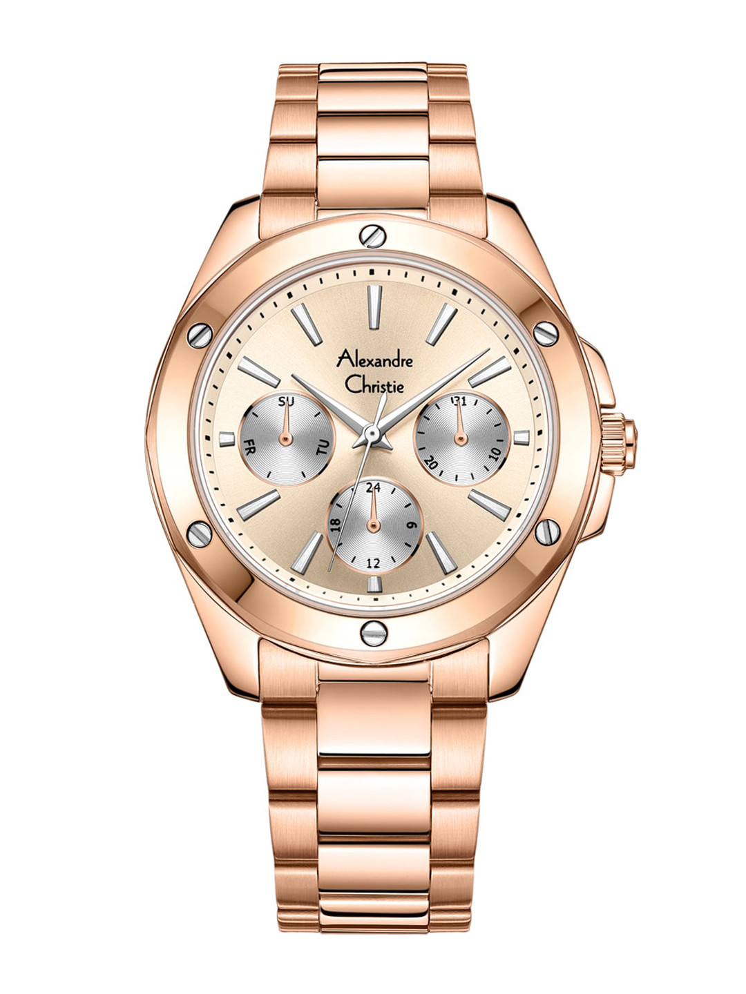 

Alexandre Christie Women Textured Dial & Analogue Watch 2A72BFBRGLN, Rose gold