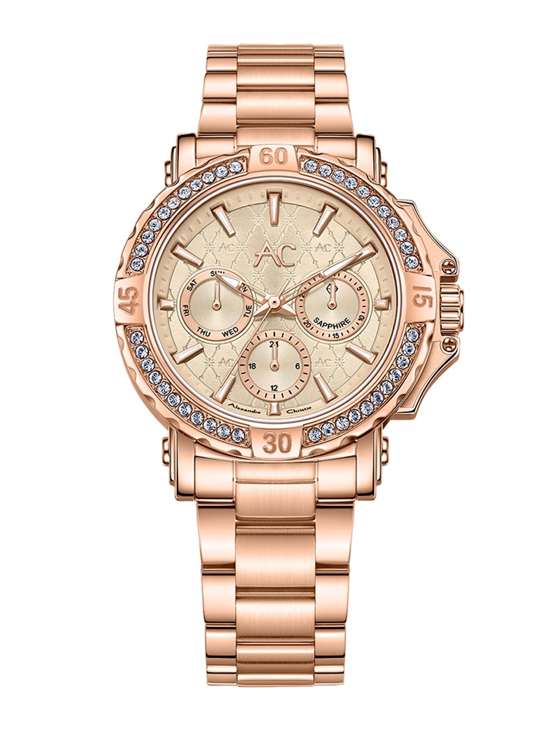 

Alexandre Christie Women Embellished Dial & Analogue Watch 9205BFBRGLNDR, Rose gold