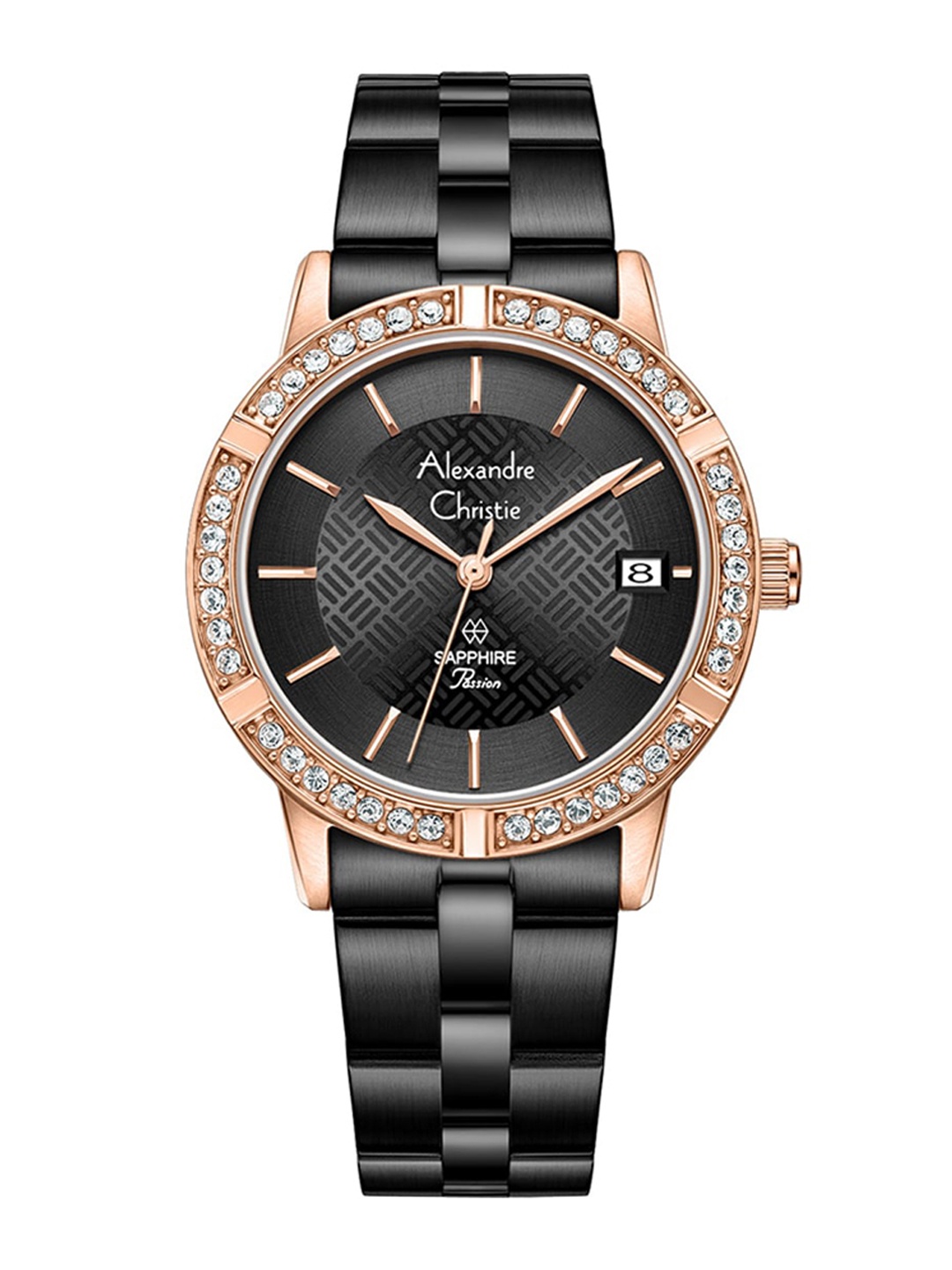 

Alexandre Christie Women Stainless Steel Round Bracelet Style Analogue Watch, Black