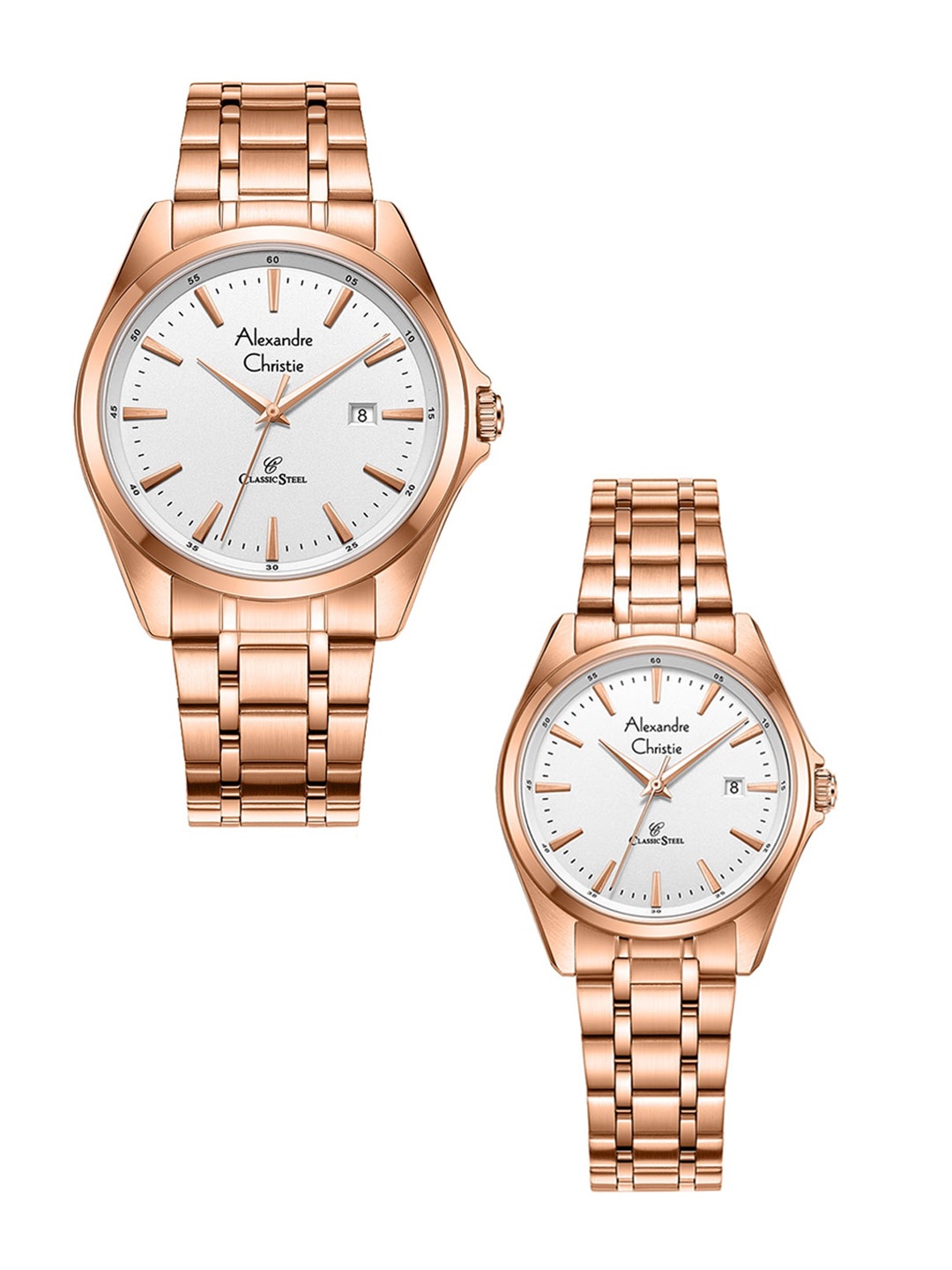 

Alexandre Christie Water Resistance Stainless Steel His & Her Analogue Watch 8661MDLDBRGSL, White