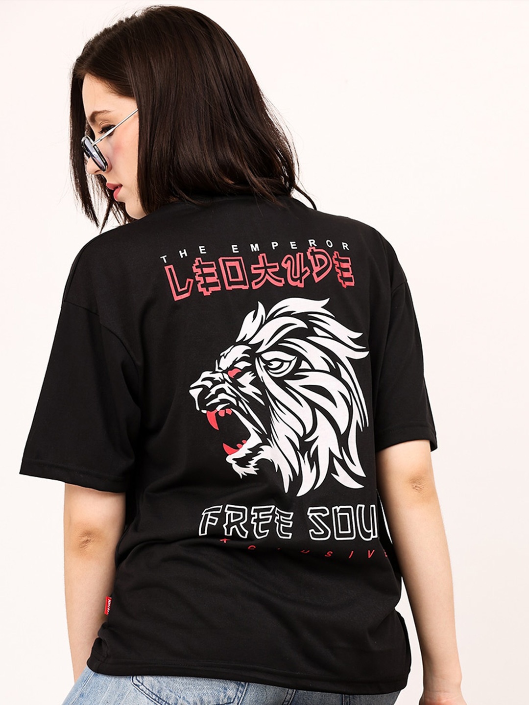 

Leotude Graphic Printed Oversized T-shirt, Black