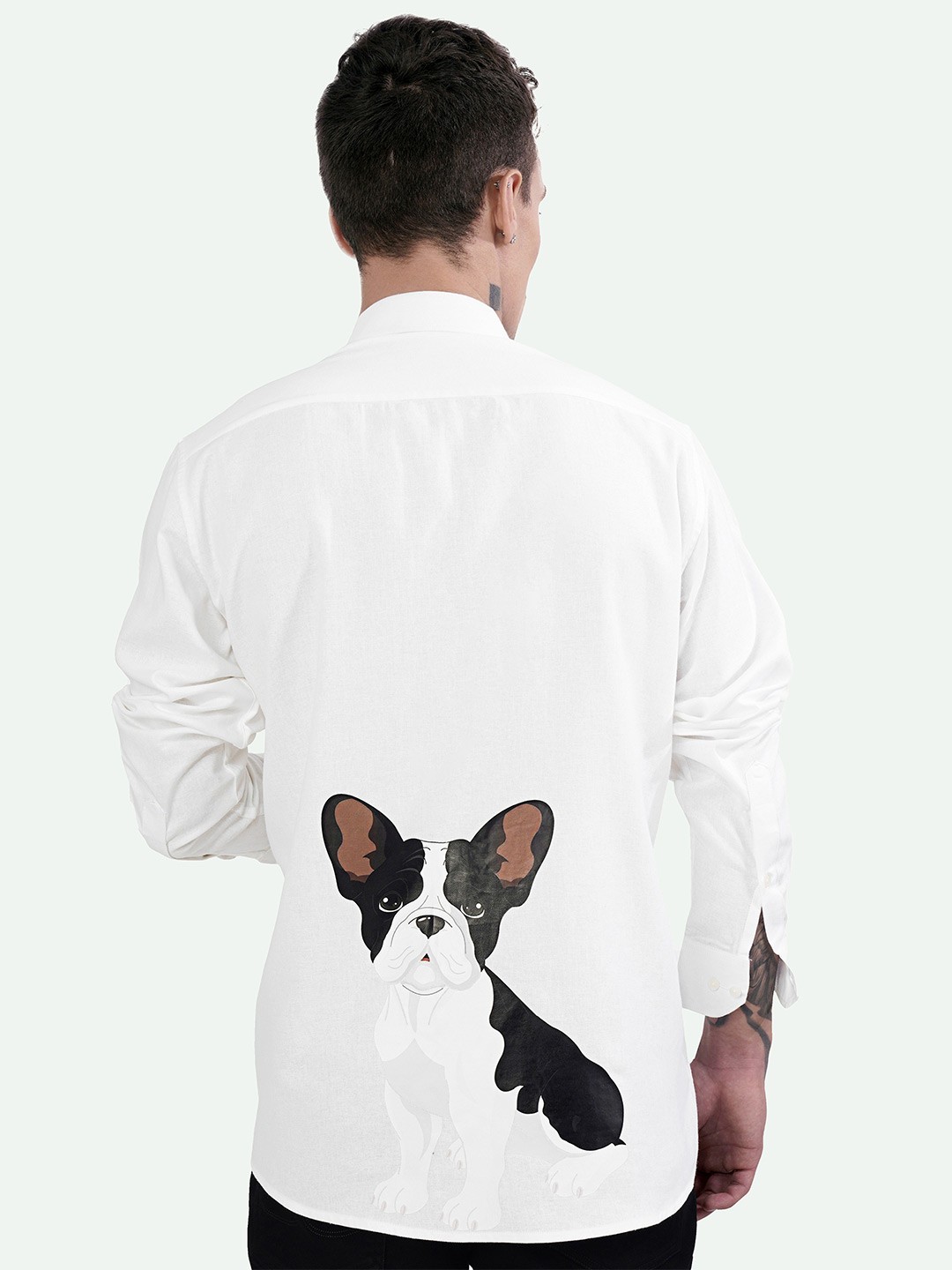 

FRENCH CROWN Standard Graphic Opaque Printed Cotton Casual Shirt, White