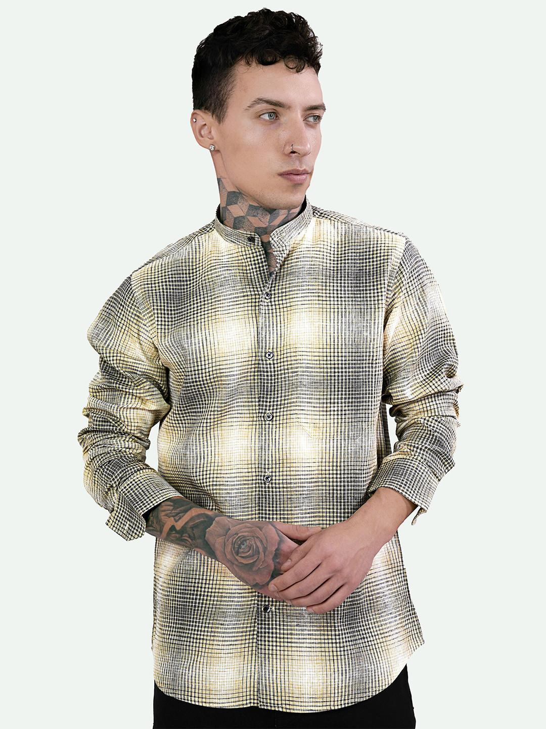 

FRENCH CROWN Standard Checked Cotton Casual Shirt, Brown