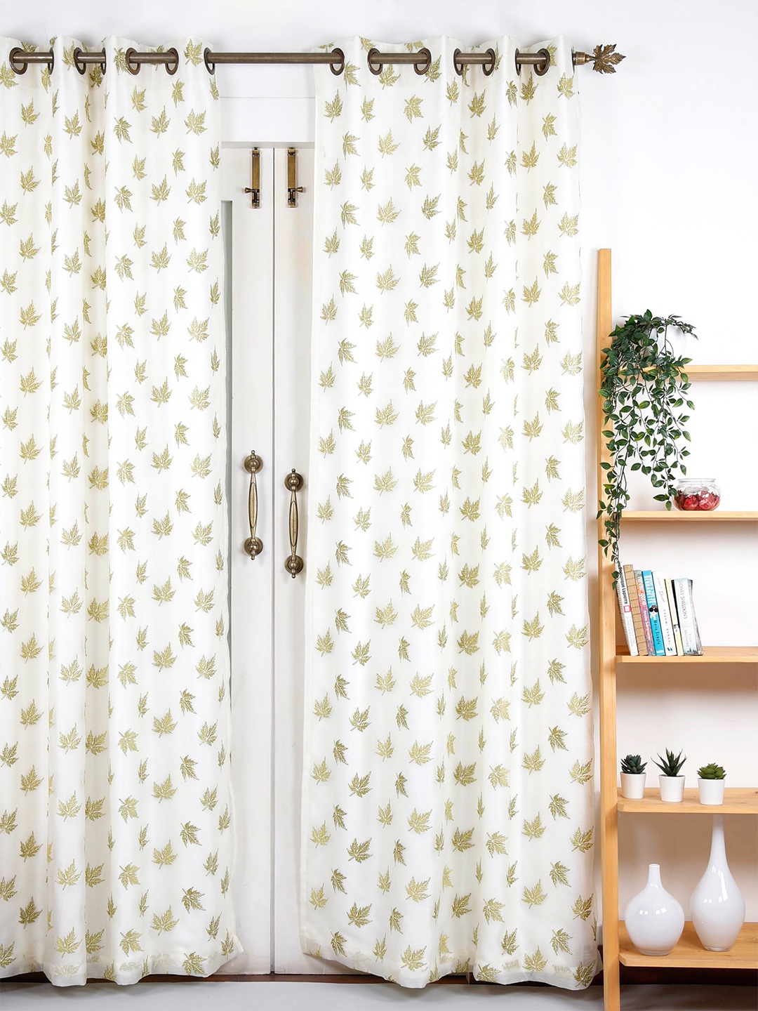 

Ariana Crown Foliage Green & White Floral Black Out Long Door Curtain