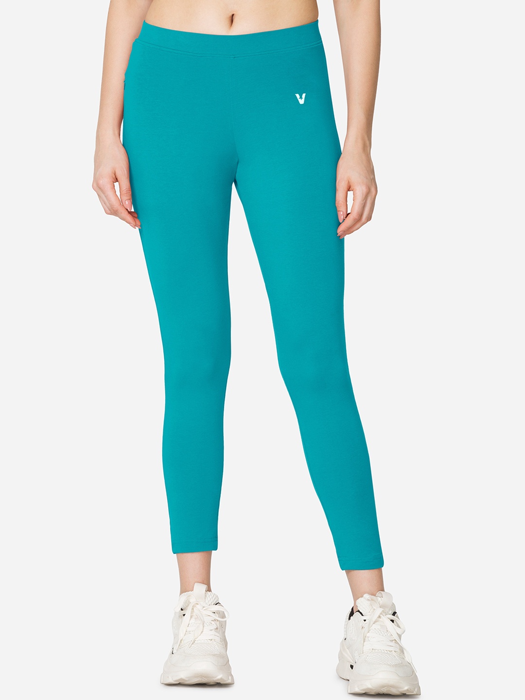

Vstar Women Ankle Length Stretchable Tights With Secured Side Pocket, Turquoise blue