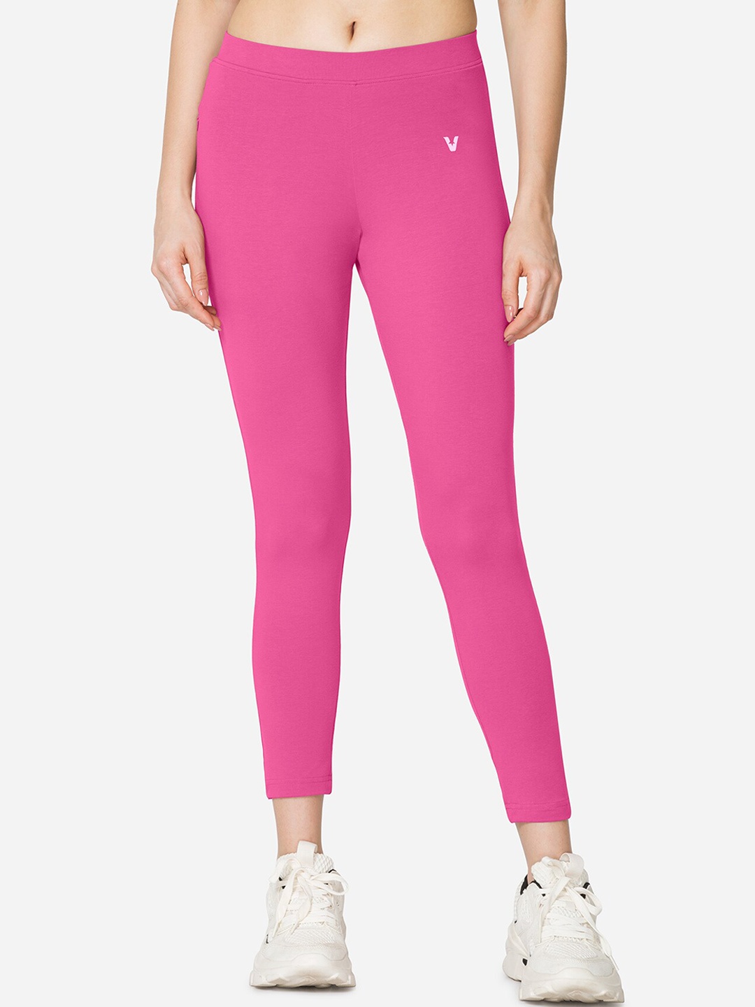 

VStar Skinny Fit Cropped-Length Stretchable Tights, Pink