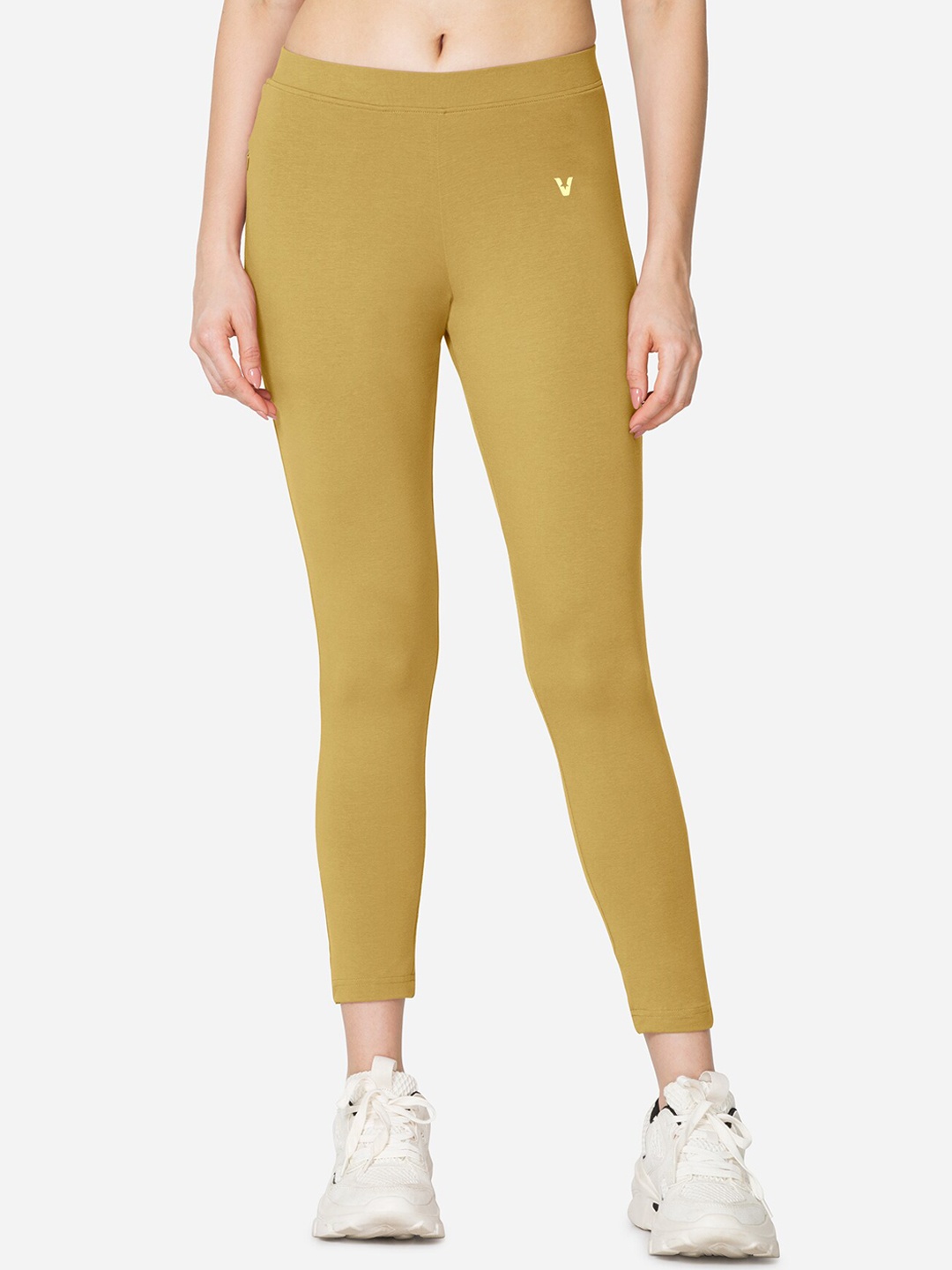 

Vstar Women Ankle Length Stretchable Tights With Secured Side Pocket, Green