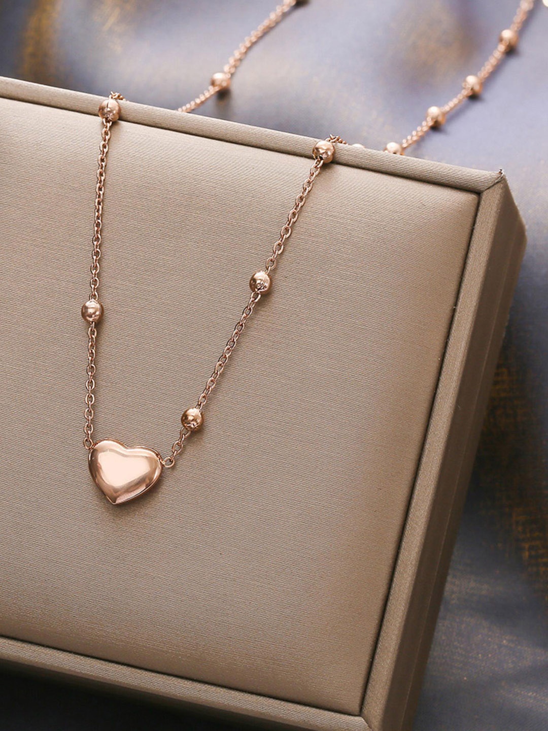 

MYKI Rose Gold Plated Sweet Ball Heart Pendant Chain