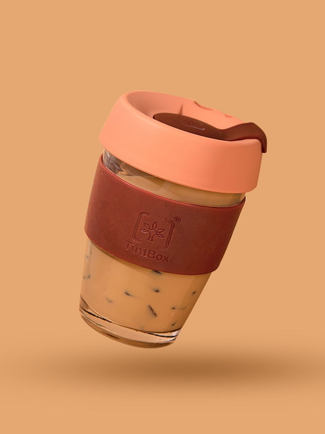 

TintBox Brown Glass Matte Coffee Cup With Lid 350ml