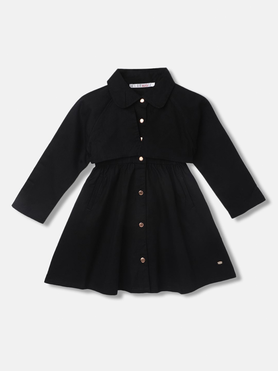

ELLE Girls Pure Cotton Shirt Dress, Black