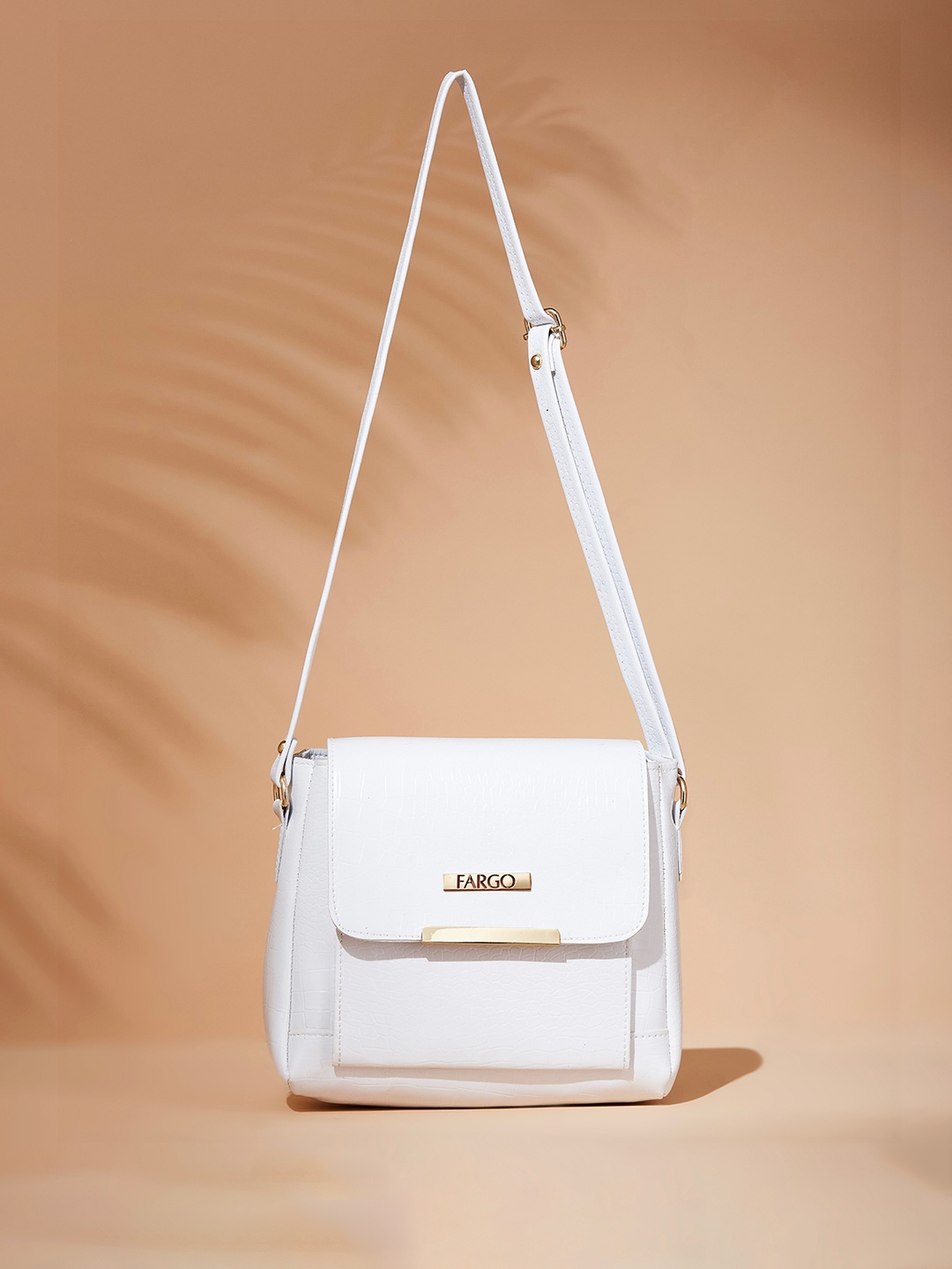 

FARGO PU Textured Oversized Structured Sling Bag, White