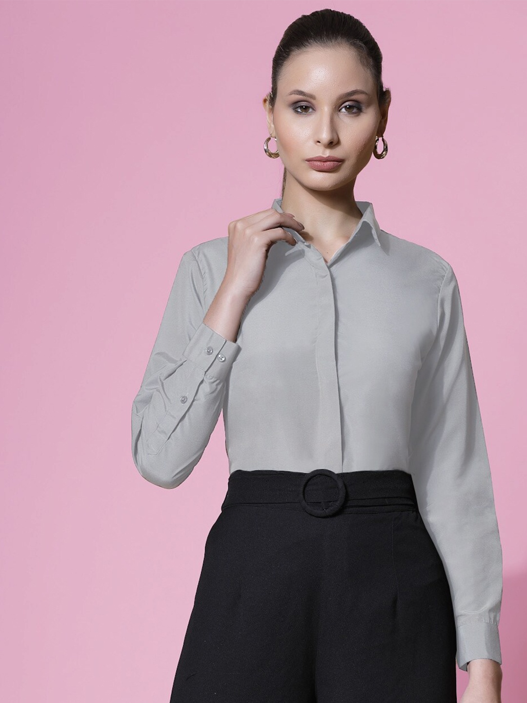 

BAESD Slim Fit Opaque Formal Shirt, Grey