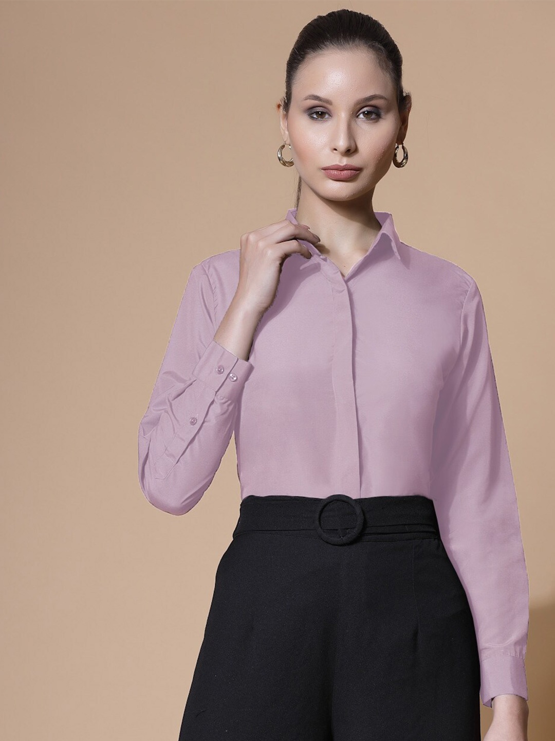 

ASCIIBLUES Slim Fit Opaque Formal Shirt, Mauve