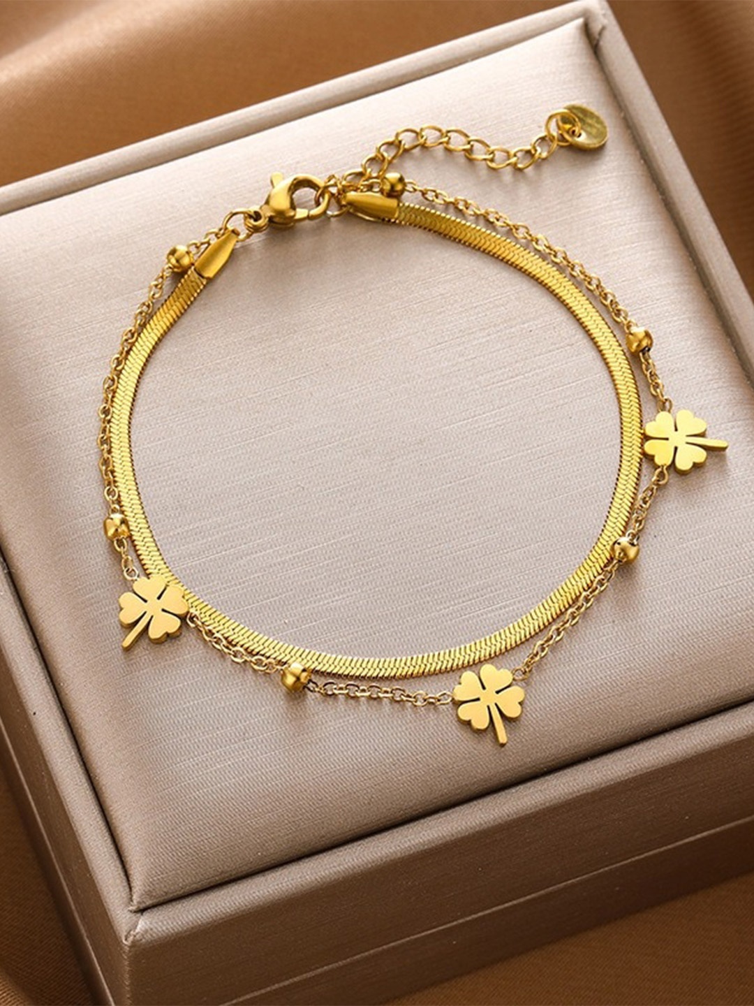 

MYKI Women Gold-Plated Cubic Zirconia Multistrand Bracelet