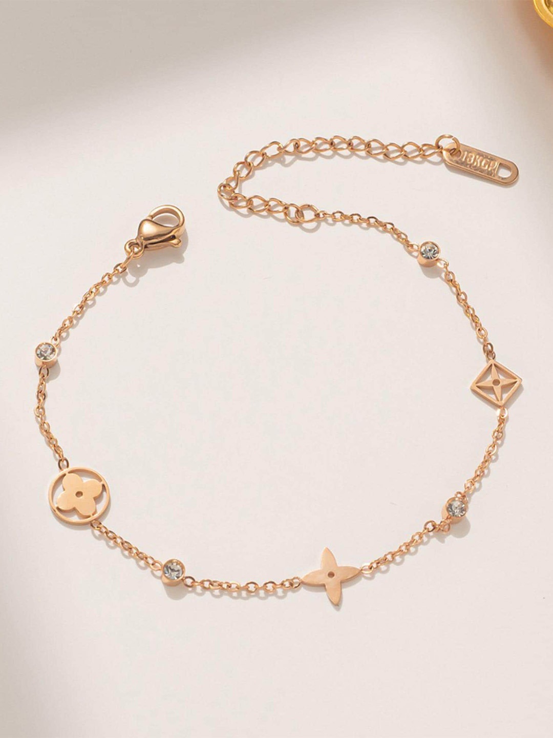 

MYKI Gold-Plated Cubic Zirconia-Studded Charm Bracelet