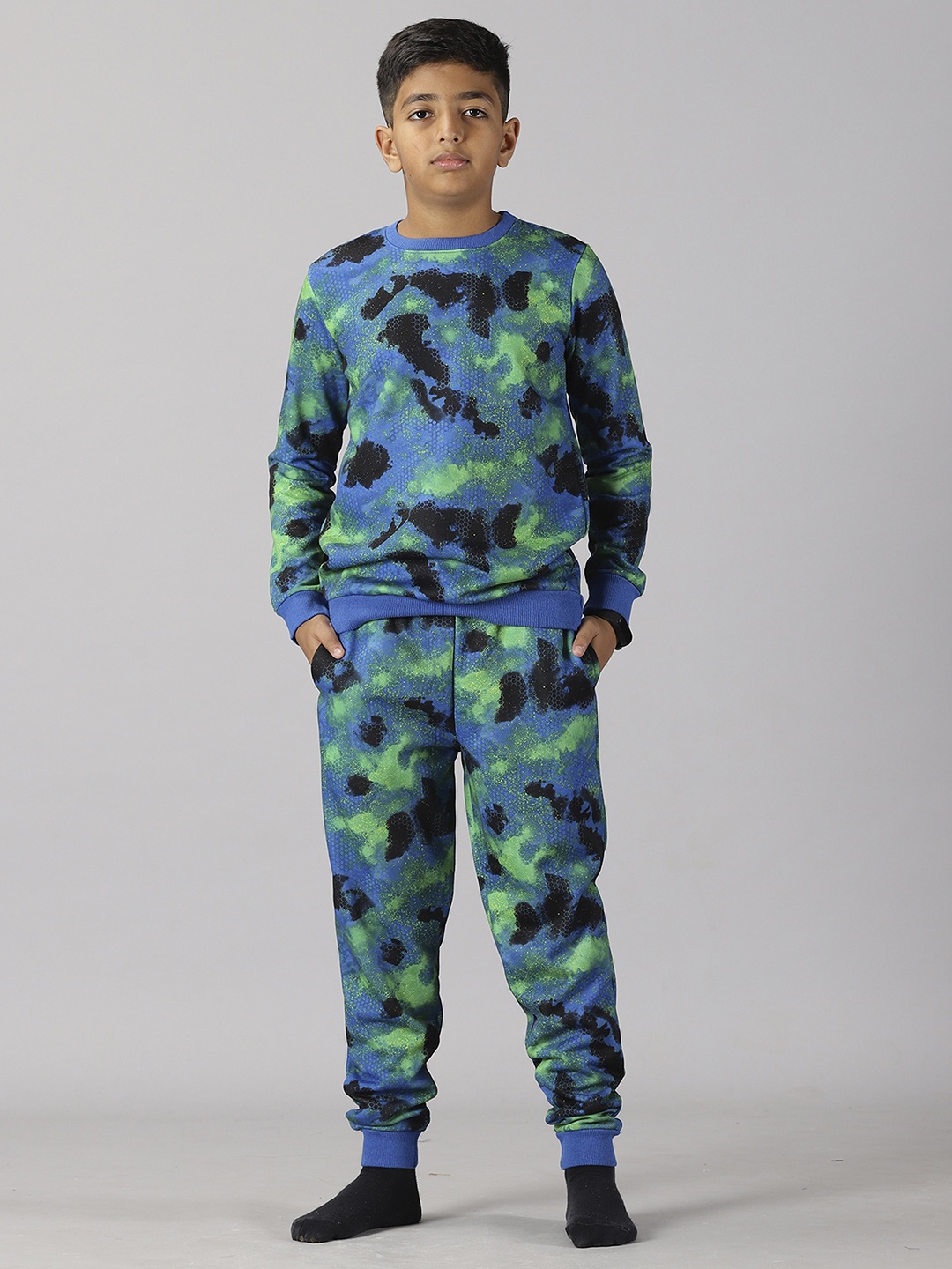 

KiddoPanti Boys Printed T-shirt with Pyjamas, Blue
