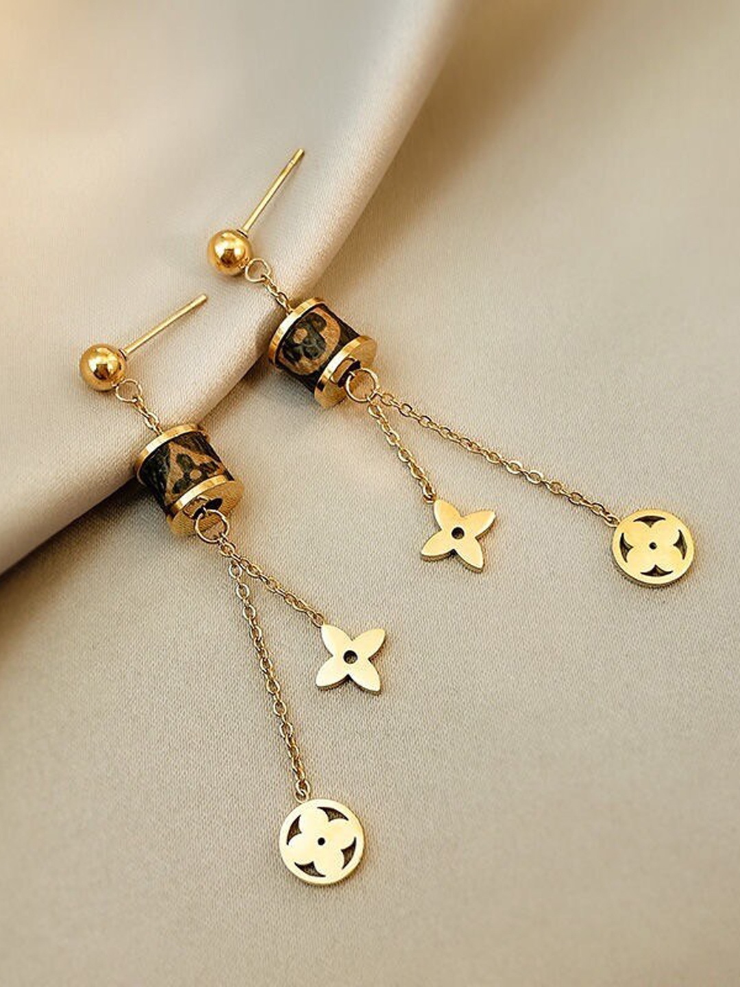 

MYKI Gold-Plated Cubic Zirconia Contemporary Drop Earrings