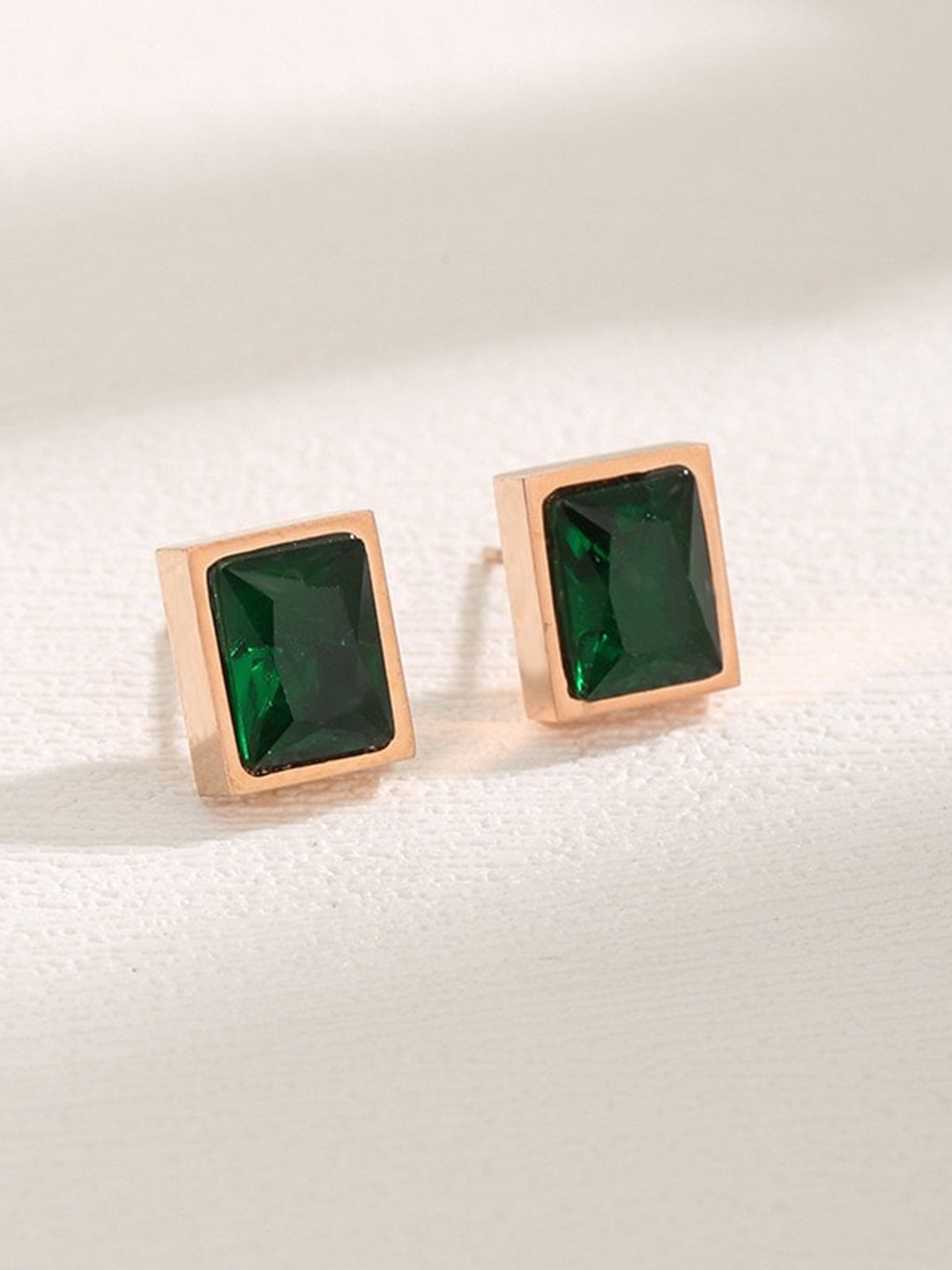 

MYKI Rose Gold-Plated Cubic Zirconia Contemporary Studs Earrings