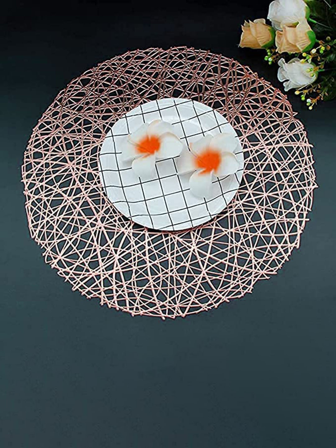 

Dakshya Industries Copper 6 Pieces Round Kitchen Table Placemats