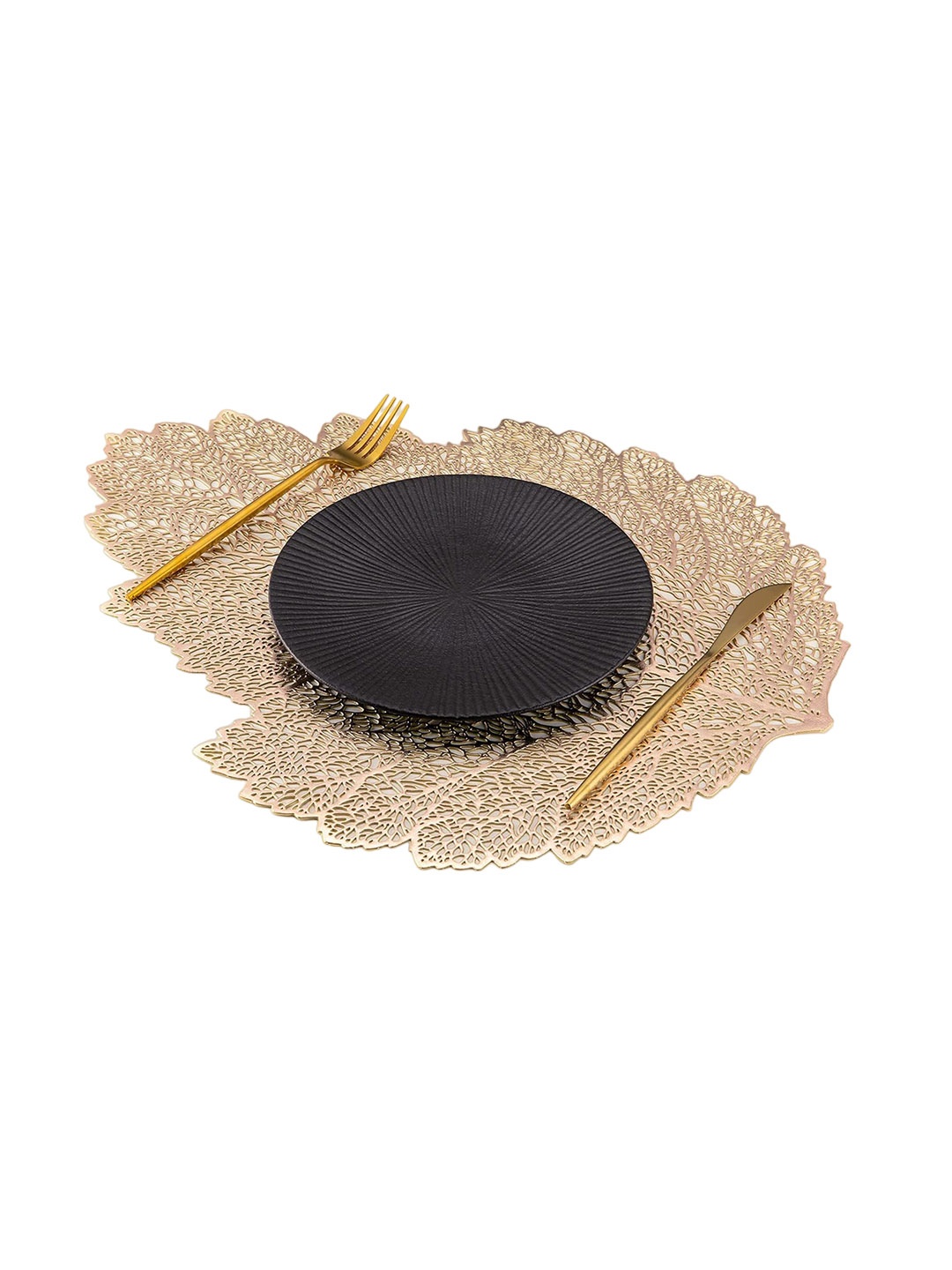 

Dakshya Industries Gold Toned 6 Pieces Patta Floral Table Placemats