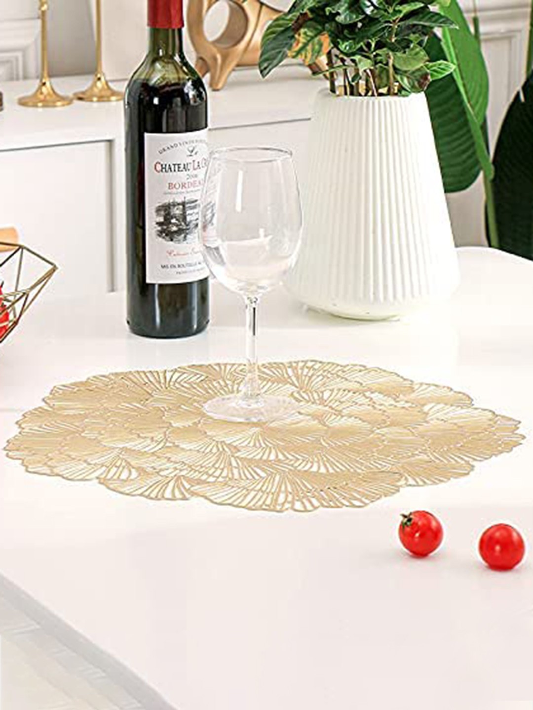 

Dakshya Industries Gold Toned 6 Pieces Floral Geometric Table Placemats